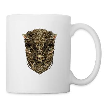 Nordische Schädelrunen Kriegssymbol - Tasse - Weiß - Rechts