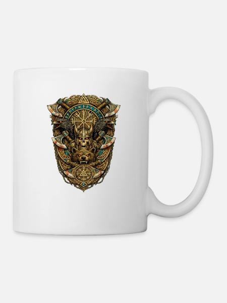 Nordisches Runenwolf Emblem - Tasse - Weiß