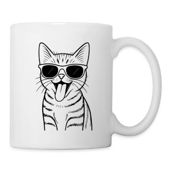 Katzen-Sonnenbrille Vibes - Tasse - Weiß - Rechts