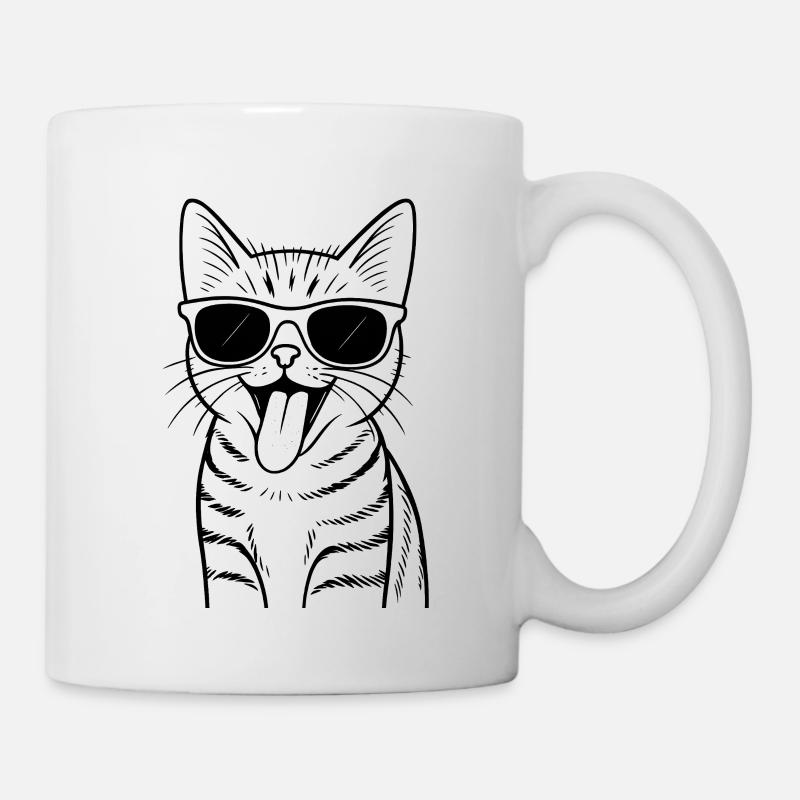 Cat Sunglasses Vibes - Mug - white