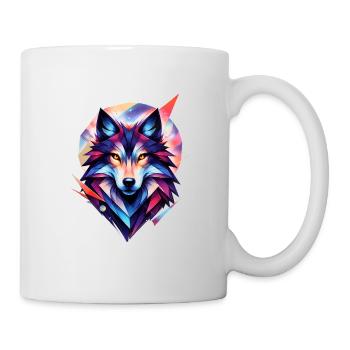 Bunter Wolf im modernen Geometrie Stil - Tasse - Weiß - Rechts