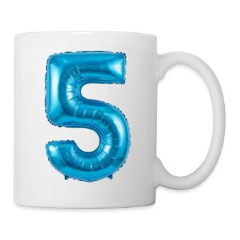 5th Birthday, Fifth Birthday Balloon Blue - Mug - white - Right