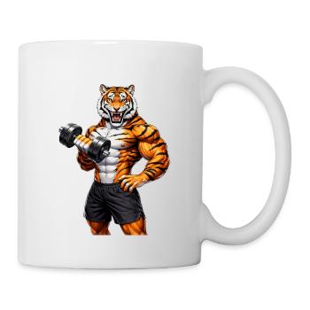 Muscle Tiger Gym Motivation Power Animal - Mug - white - Right
