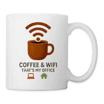 café wifi "Voici mon bureau" Télétravail - Mug blanc - blanc - Droite