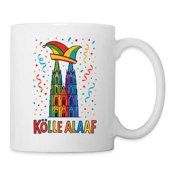 Kölle Alaaf Kostüm Kölner Dom Köln Karneval bunt - Tasse - Weiß - Rechts