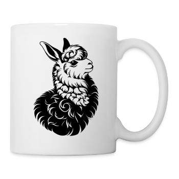 T-shirt tête de lama – Imprimé animal vintage noir - Mug blanc - blanc - Droite