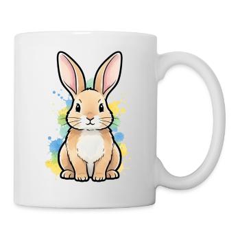 Hase Aquarell Wasserfarben Kunst - Tasse - Weiß - Rechts
