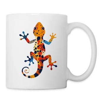 Bunter Gecko Farbexplosion Echse Kunst Motiv - Tasse - Weiß - Rechts