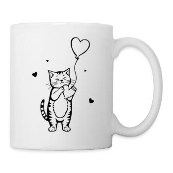 Chat noir au cœur - Mug blanc - blanc - Droite
