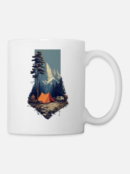 Alpenwald Campingzauber - Tasse - Weiß