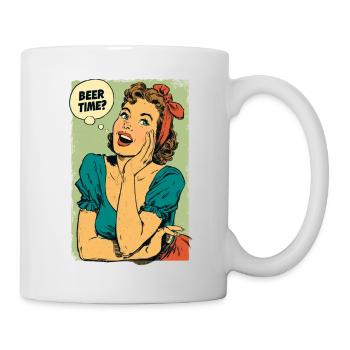Bierzeit Retro-Pin-Up - Tasse - Weiß - Rechts