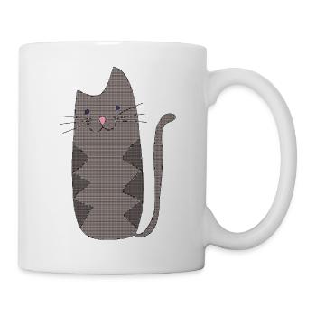 Zigzag Cat Gray Geometric - Mug blanc - blanc - Droite