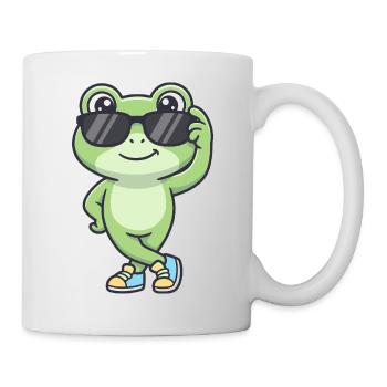 Chill Croak – Cooler Frosch mit Sonnenbrille - Tasse - Weiß - Rechts