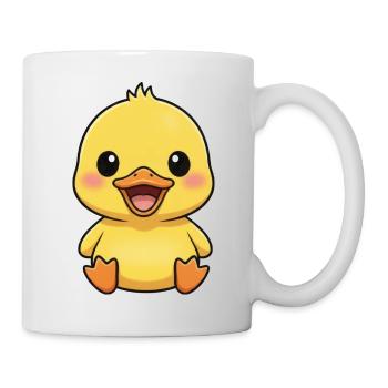 Süße Ente Cartoon Lachen Freude Brüllen - Tasse - Weiß - Rechts