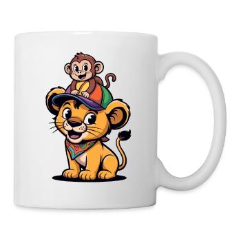 Little Lion with Monkey Companion - Mug - white - Right