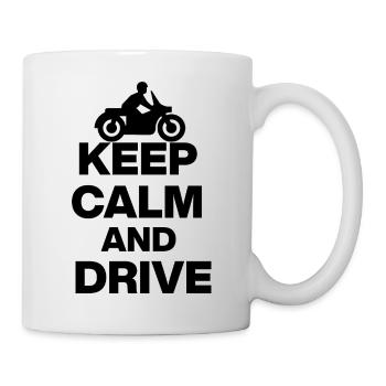 KEEP CALM AND DRIVE! MOTORRAD BIKER FREITHEIT blak - Tasse - Weiß - Rechts