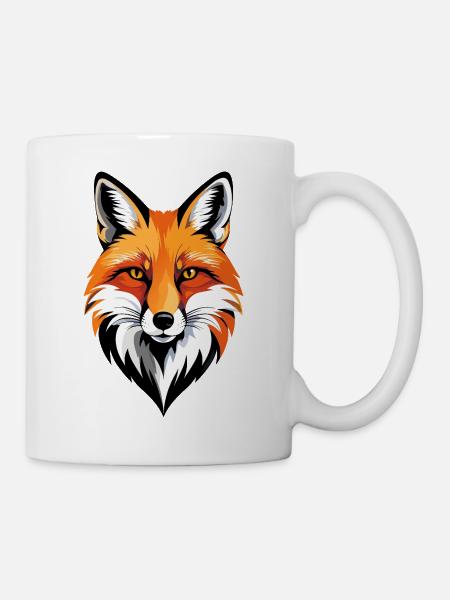 Schlauer Fuchs Fuchsgesicht Pop-Art Illustration - Tasse - Weiß