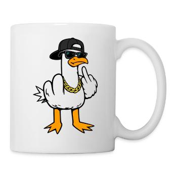 Coole Möwe Lustig Frech Mit Mittelfinger Shirt - Tasse - Weiß - Rechts