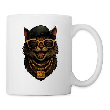 Katzen-MC Bling HipHop - Tasse - Weiß - Rechts