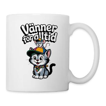 Friends Forever – Cute Cat and Mouse in Colorful - Mug - white - Right