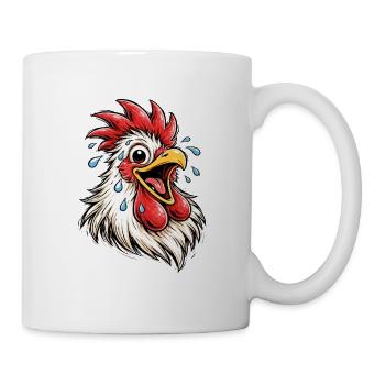 Rooster Doodle Laughing Chicken Cartoon Motif - Mug - white - Right