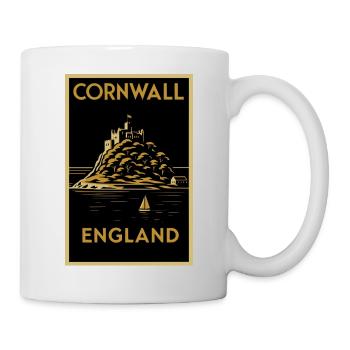Cornwall England – Art-Déco Reise Poster - Tasse - Weiß - Rechts