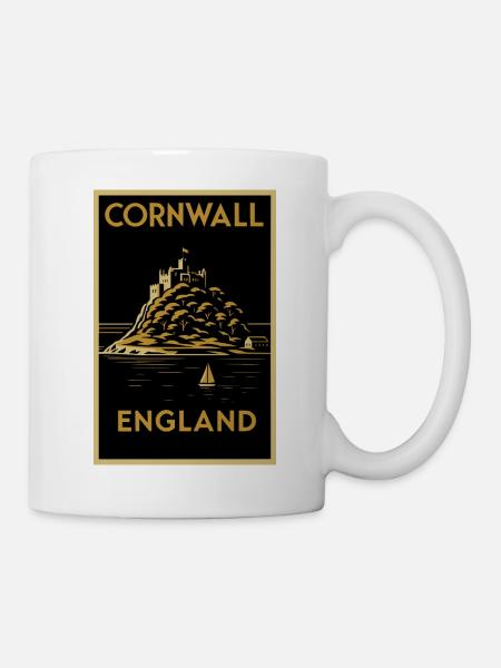 Cornwall England – Art Deco Travel Poster - Mug - white