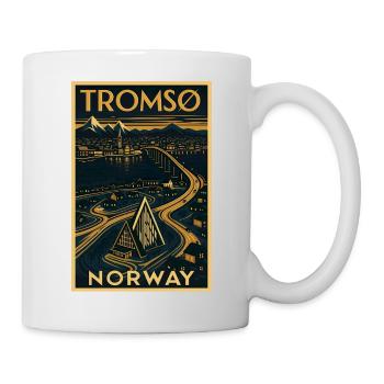 Tromsø Norwegen – Retro Reiseposter Art Deco - Tasse - Weiß - Rechts
