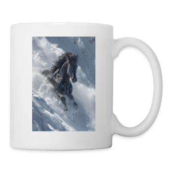 Étalon d’hiver dans la congère de neige - Mug blanc - blanc - Droite