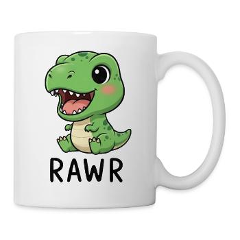 Funny T-Rex Dinosaur Cartoon Joy Laughing - Mug - white - Right
