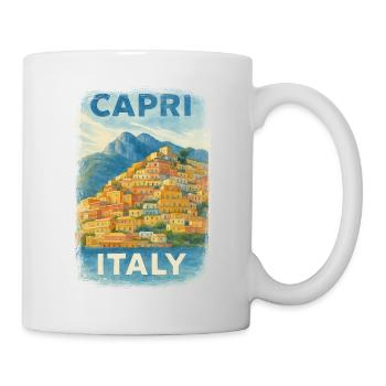 Capri Italy – Watercolor Travel Poster Mediterranean - Mug - white - Right