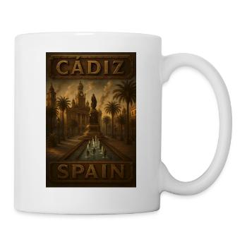 Cádiz Spanien – Steampunk Bronze Reiseposter - Tasse - Weiß - Rechts