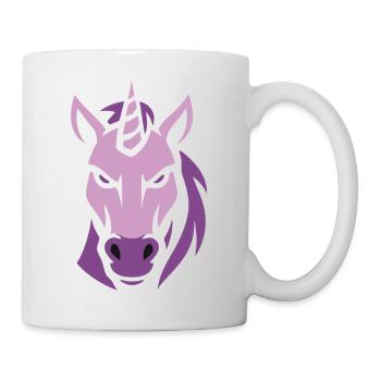 Lila Pferdekopf Stilisiert, Einhorn böse - Tasse - Weiß - Rechts