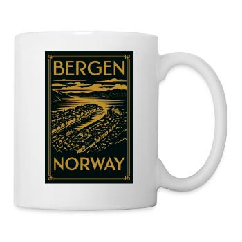 Bergen Norwegen – Vintage Reiseposter Art Deco - Tasse - Weiß - Rechts