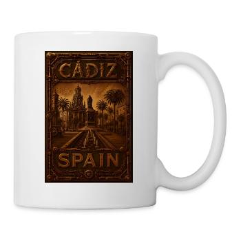 Affiche de Cadix, Espagne – Affiche de voyage steampunk - Mug blanc - blanc - Droite