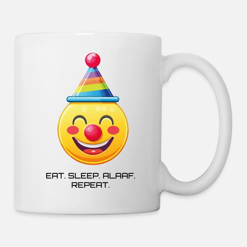 Clown Face with Saying: Eat Sleep Alaaf Repeat - Mug - white