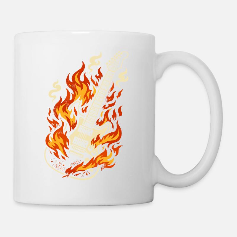 E-Gitarre Brennend Rock Geschenk - Tasse - Weiß