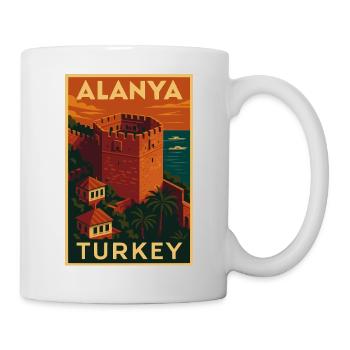 Alanya Turkey – Retro Travel Poster Poster - Mug - white - Right