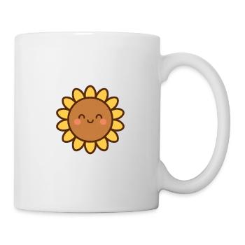 Fleur souriante jaune - Mug blanc - blanc - Droite