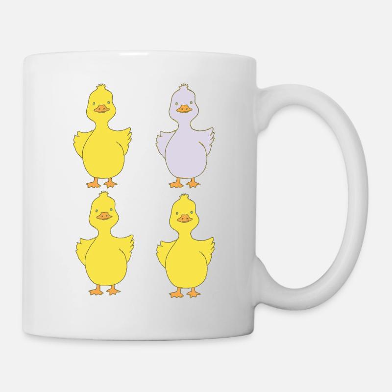 Vier Enten eine lila - Tasse - Weiß