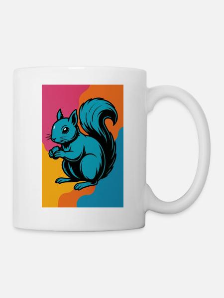 Buntes Eichhörnchen Pop Art - Tasse - Weiß