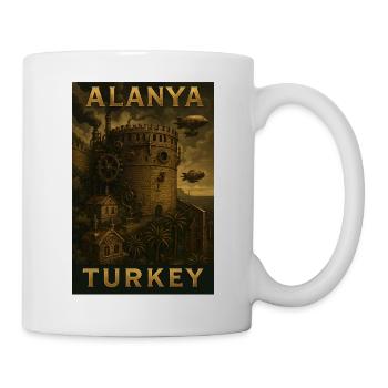 Alanya Turkey – Steampunk Travel Poster Vintage - Mug - white - Right