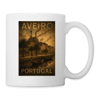 Aveiro Portugal – Steampunk Moliceiro Travel Poster - Mug - white - Right