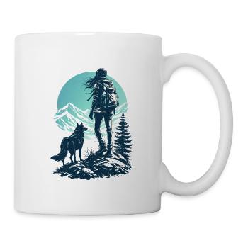 Wolf and Cyan Sky Hike - Mug - white - Right