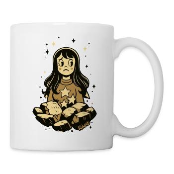 Melancholisches Sterne Mädchen mit Steinen - Tasse - Weiß - Rechts