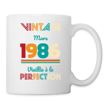 40-jähriges Jubiläum – Jahrgang – März 1986 - Tasse - Weiß - Rechts