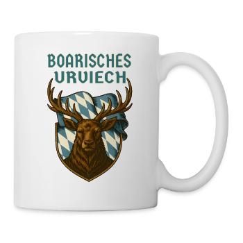 Bavarian stag in the coat of arms / Bavarian primeval cattle - Mug - white - Right