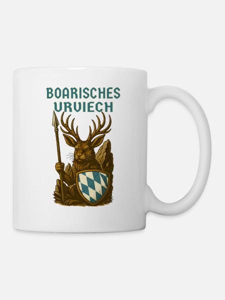 Bayerischer Wolpertinger Boarisches Urviech - Tasse - Weiß