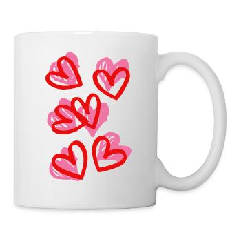 Hearts in sketch style - Mug - white - Right