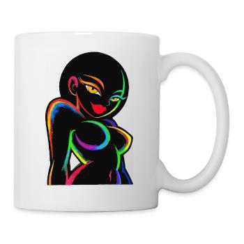 Neon-Regenbogen-Silhouette - Tasse - Weiß - Rechts